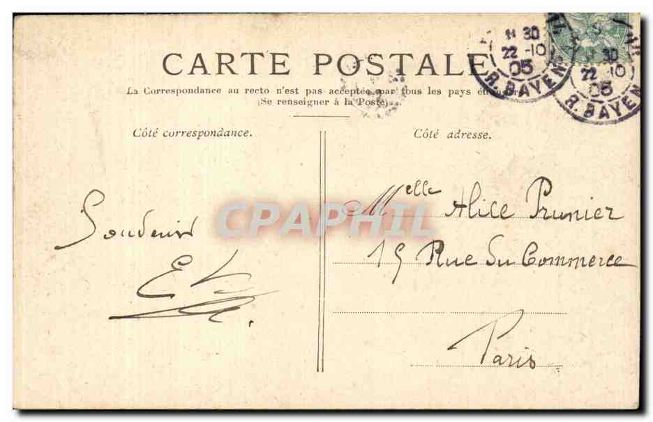 Paris CPA La Bourse — Rückseite