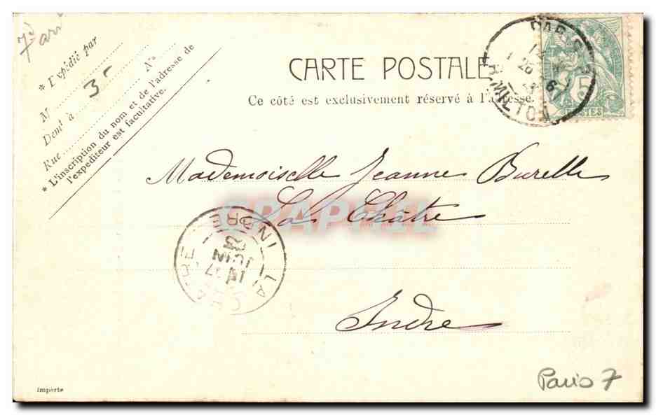 Paris CPA La Seine et la Tour eiffel peniche — Rückseite