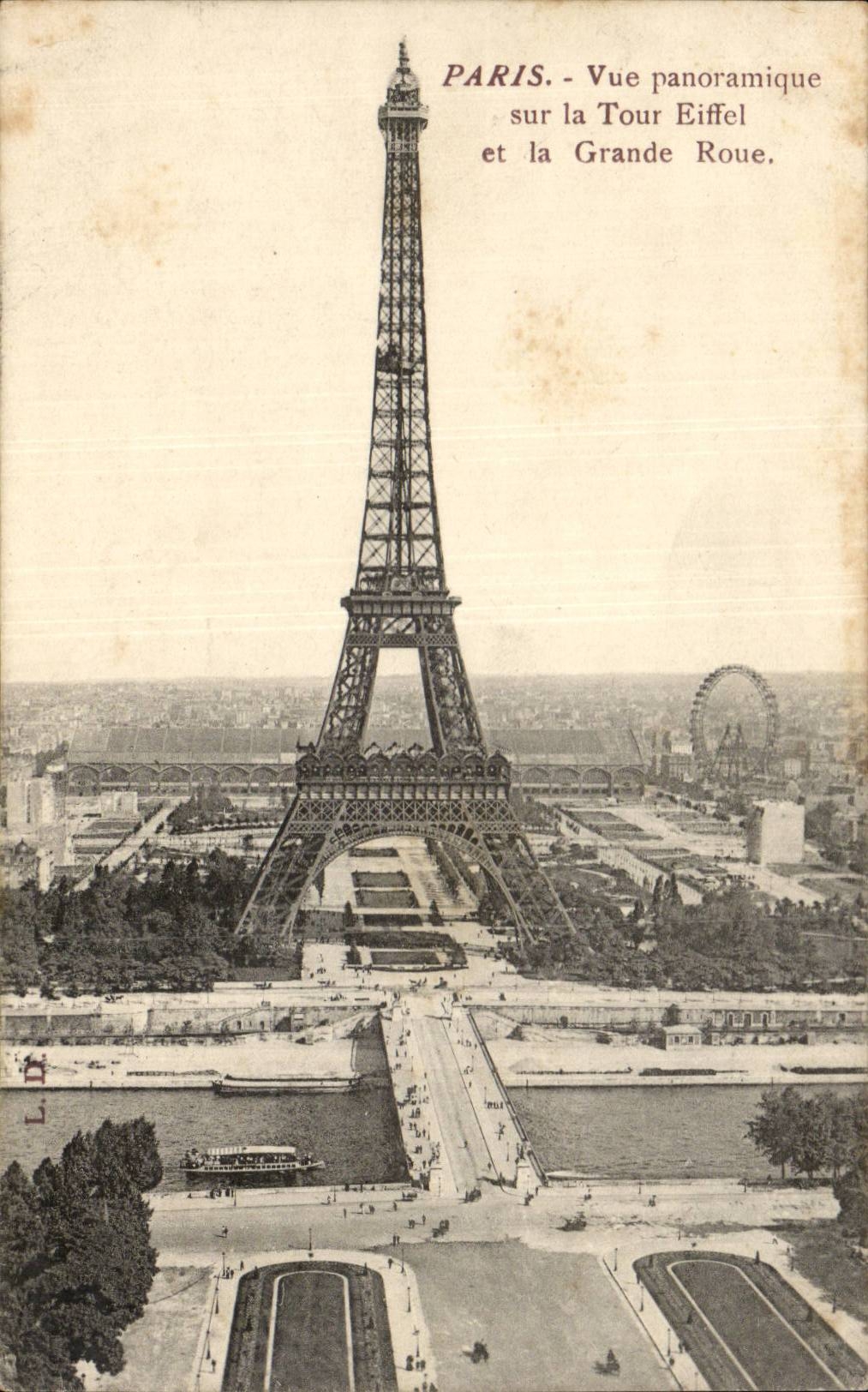 Paris CPA Vue panoramique sur la Tour Eiffel et la grande roue