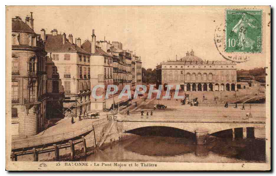 Bayonne CPA Le pont Mayou et le theatre