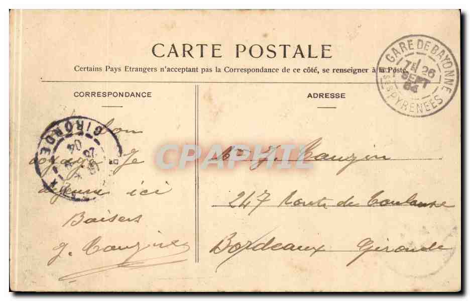 Bayonne - Entrée du Château-Vieux - Rue Thiers — Éditeur : 477 — Rückseite
