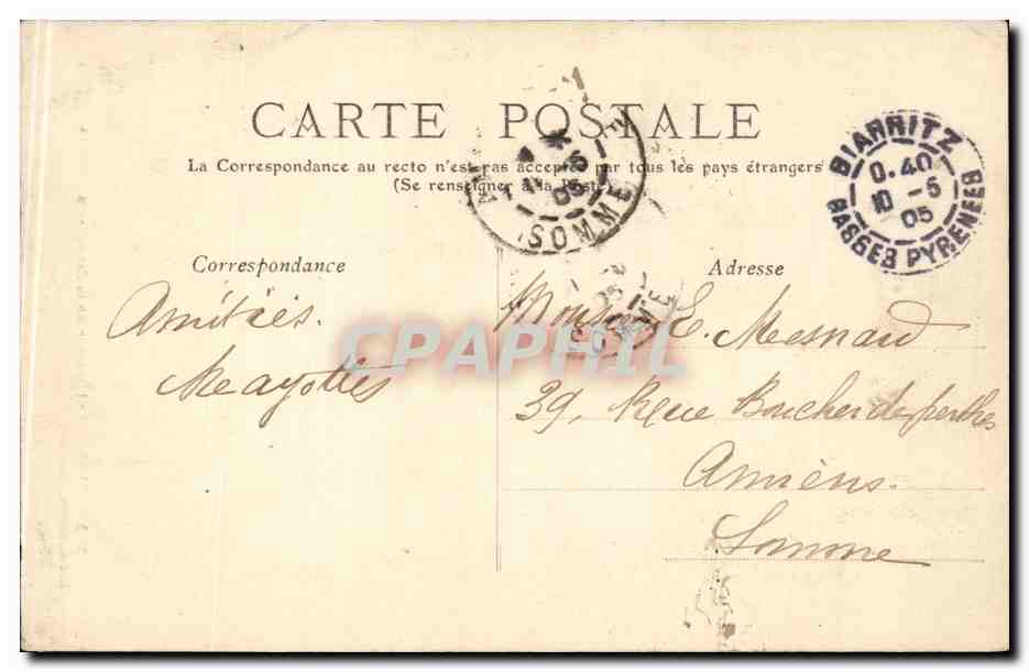 Bayonne — Intérieur de la Cathédrale — Lafon, éditeur, Bayonne, n° 272 — Rückseite