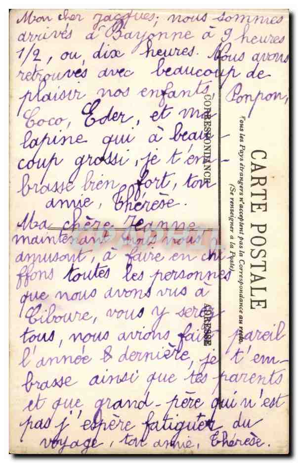 Bayonne CPA La porte d'Espagne — Rückseite