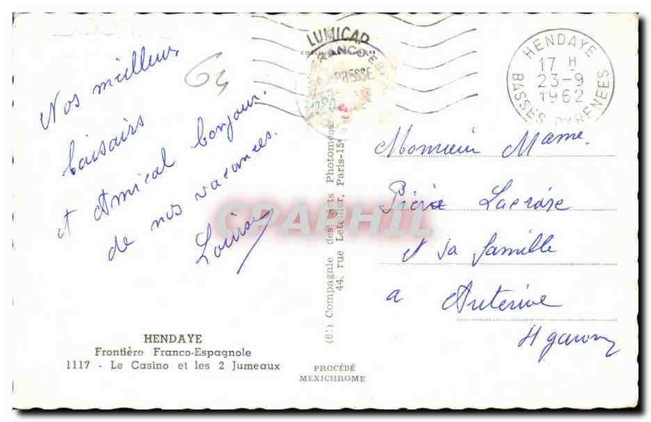 Hendaye - Das Casino - Compagnie des Arts Photomécaniques — Rückseite