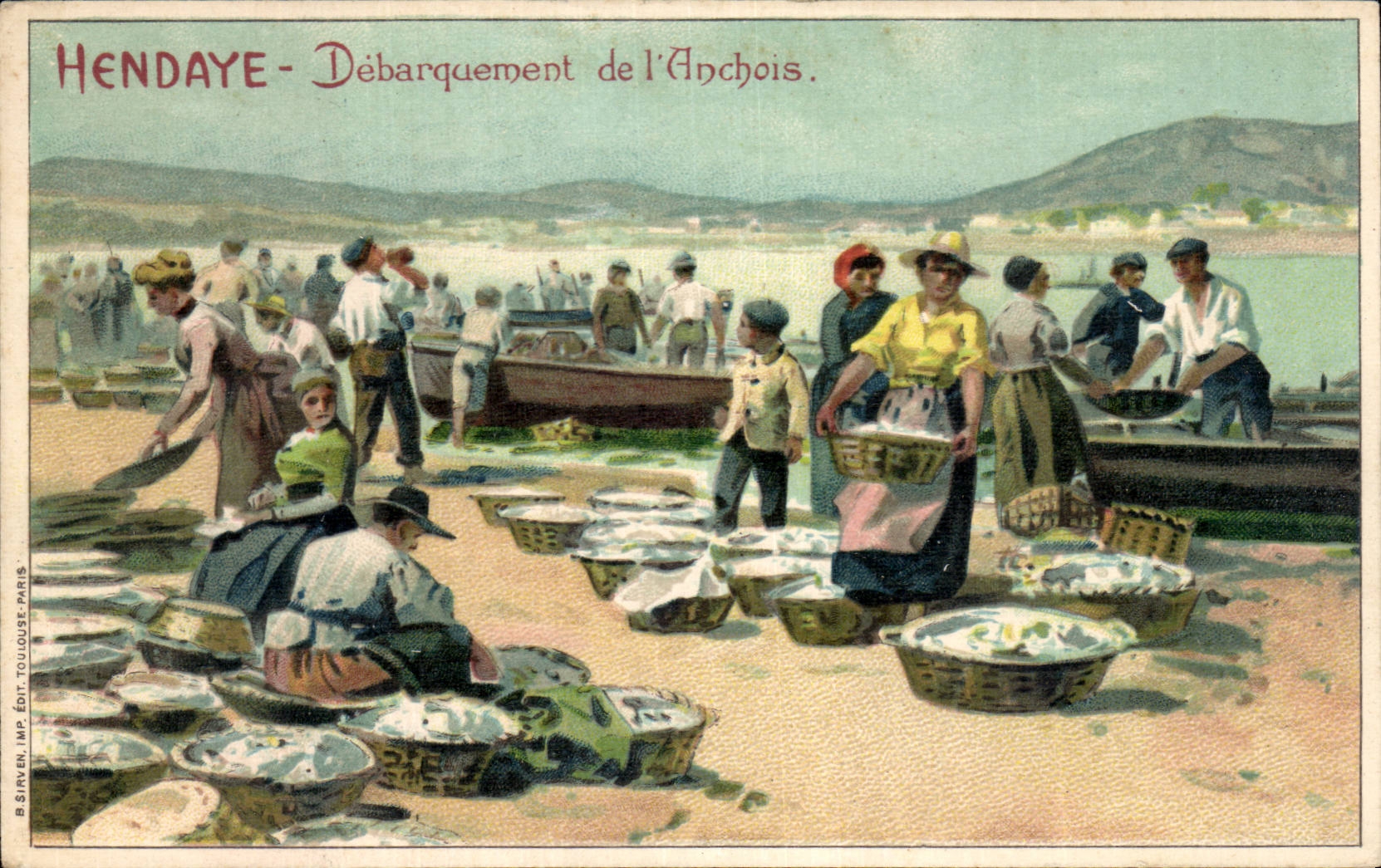 Hendaye - Débarquement de l'Anchois. — B. Silver, Imp. Éd. Toulose, Paris.