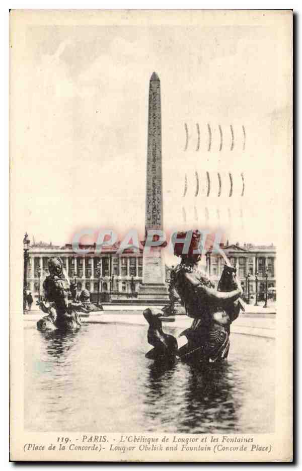 Paris CPA Obelisque de Louqsor et les fontaines Place de la Concorde