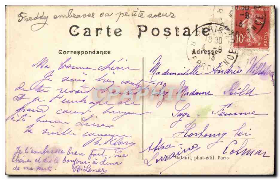 Paris CPA Avenue de Breteuil Detail du monument de Pasteur Boeuf — Rückseite