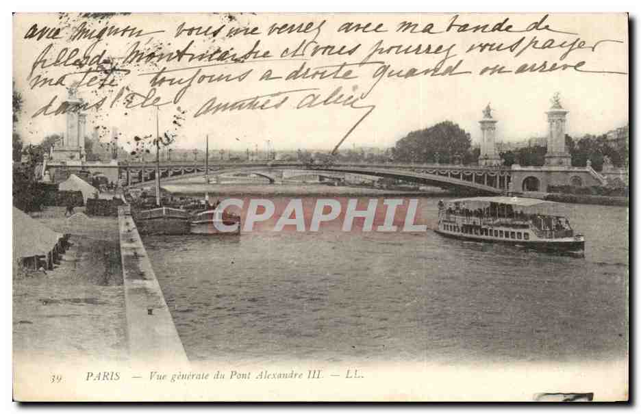 Paris CPA Vue generale du pont Alexandre III