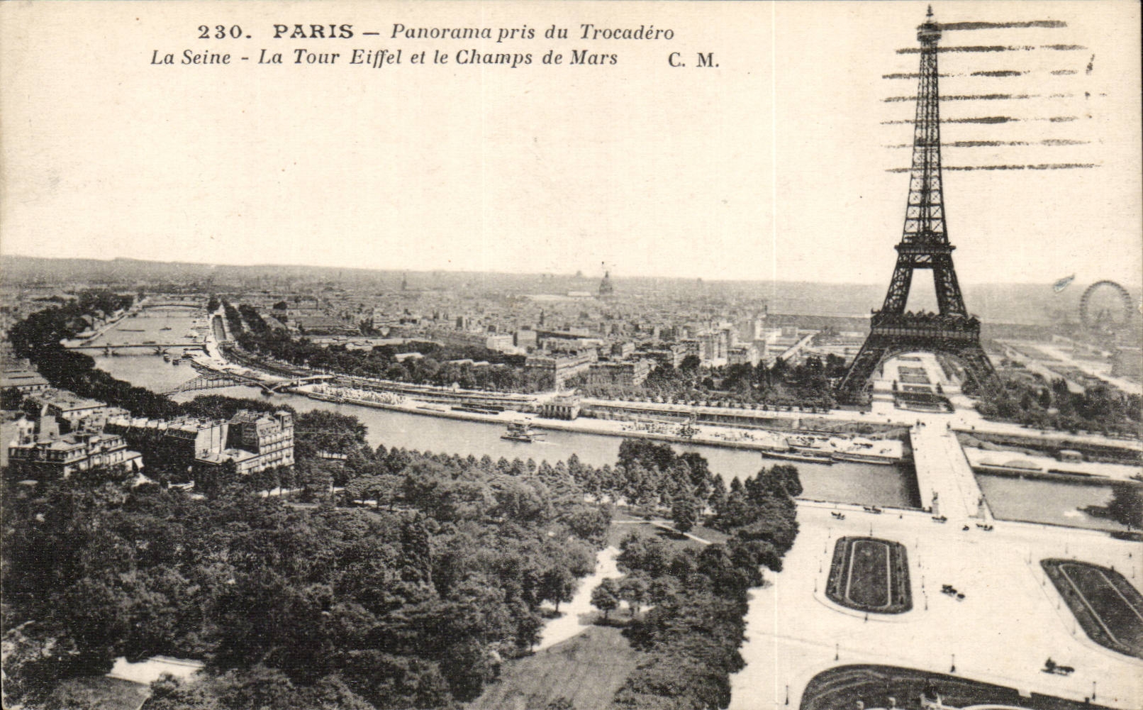 Paris CPA Panorama pris du Trocadero La Seine Tour Eiffel