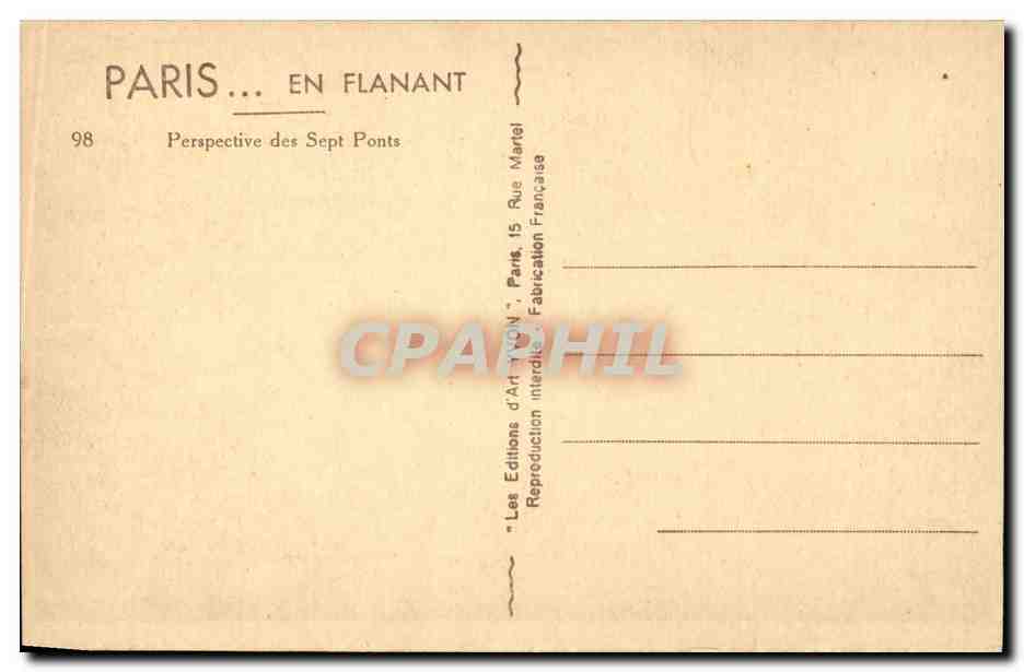 Paris CPA Perspective des sept ponts Tour Eiffel — Verso