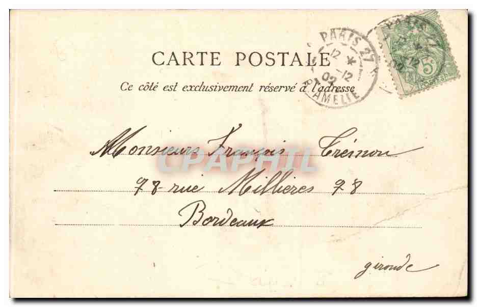 Paris CPA Place de la concorde — Verso