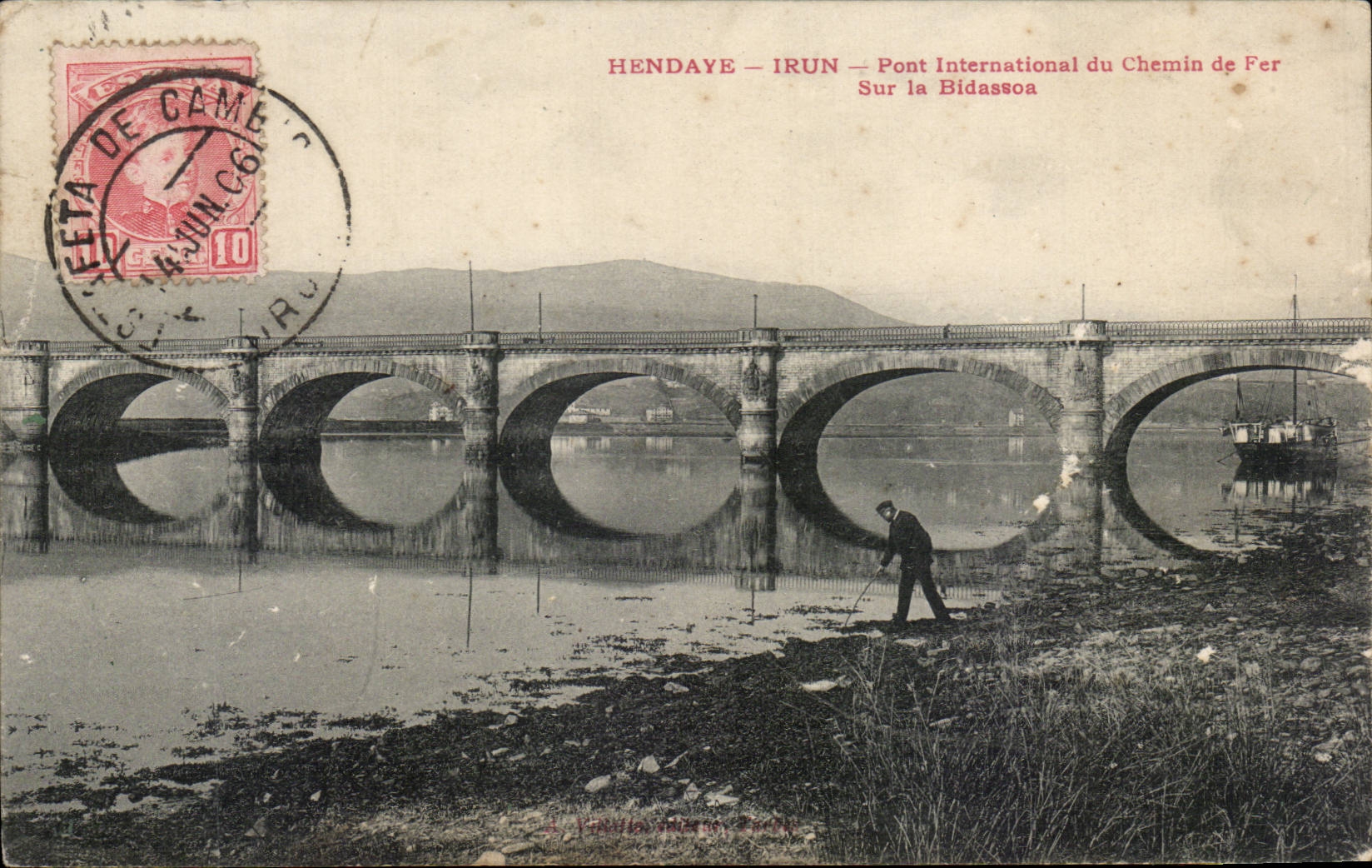 Hendaye CPA irun Pont international du chemin de fer Sur la Bidassoa