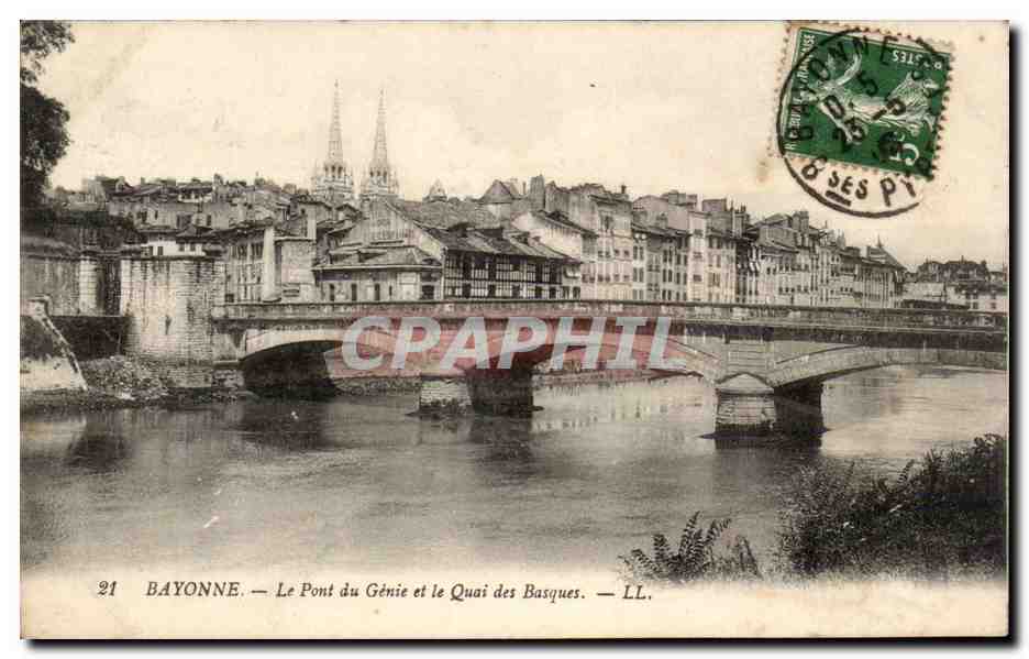 Bayonne CPA Le pont du Genie et le quai des Basques