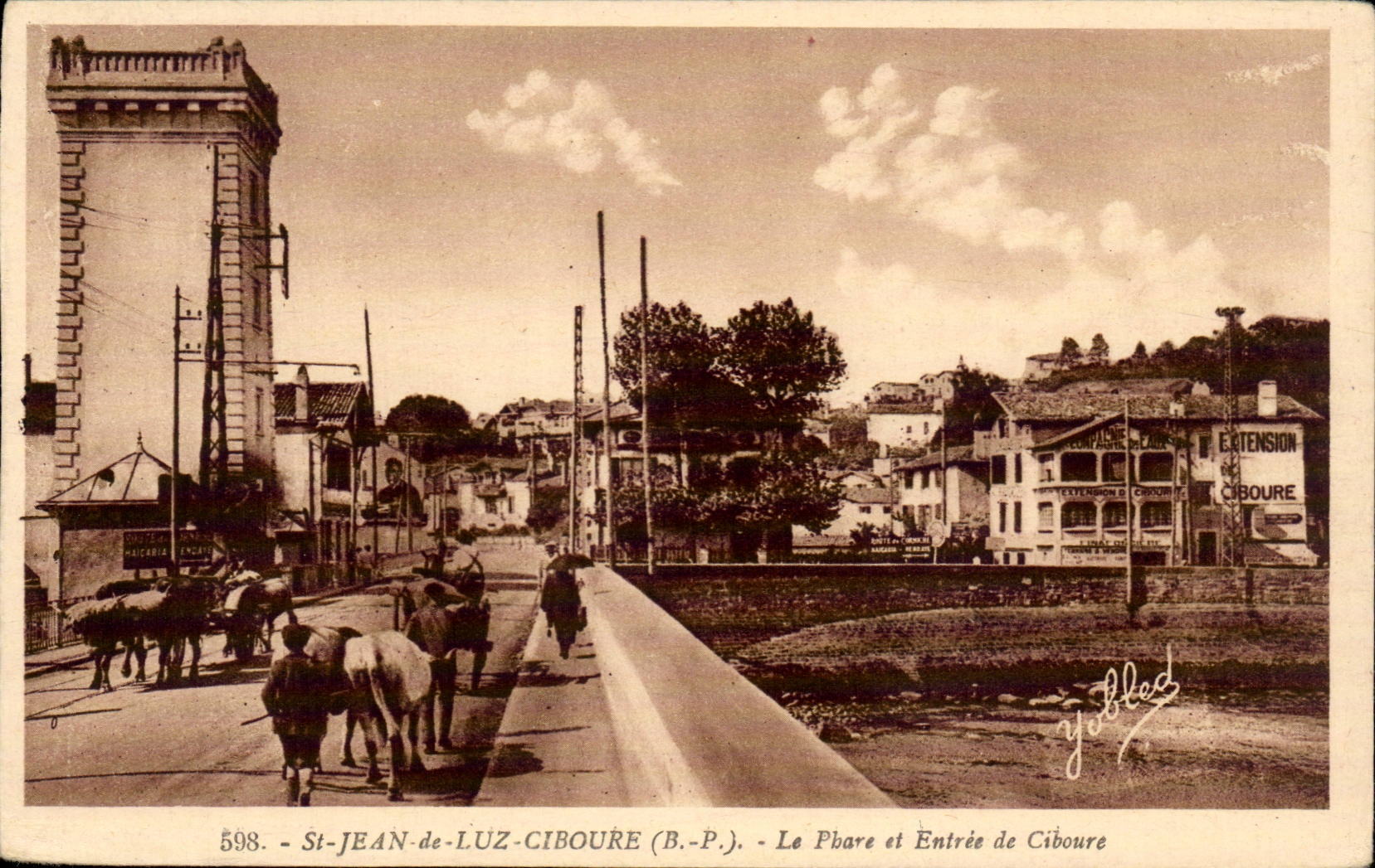Vintage Postcard Saint Jean de Luz Ciboure The Lighthouse and Entrance to Ciboure