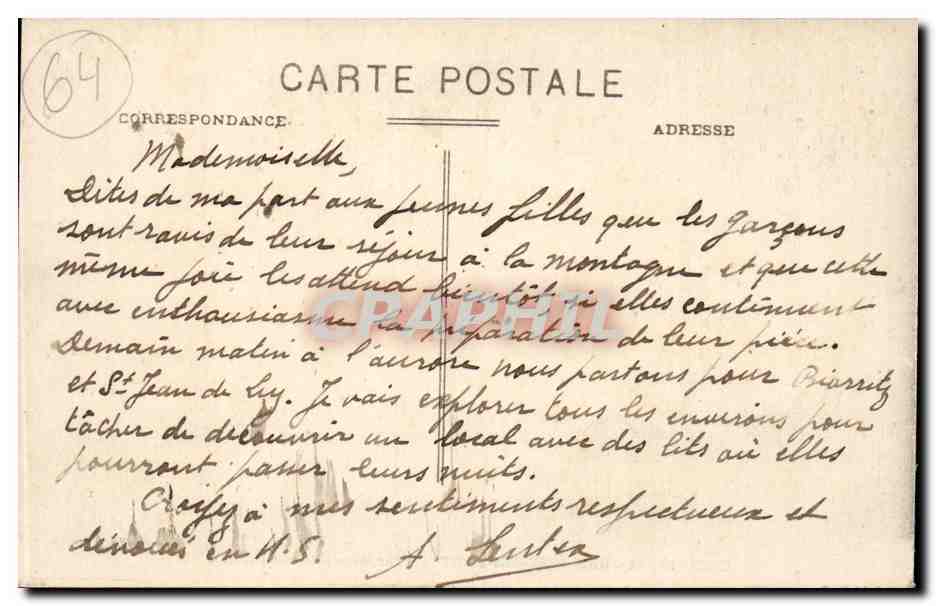 St-Jean-Pied-de-Port — Allgemeine Ansicht und Zitadelle — Verlag Carrache — Rückseite