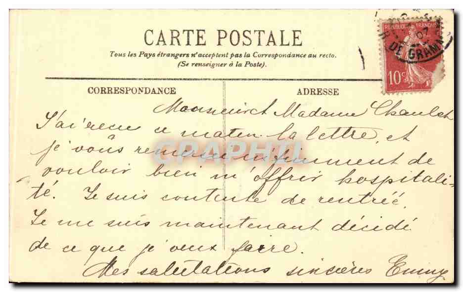 CPA Paris Place de la Concorde et la Seine — Rückseite
