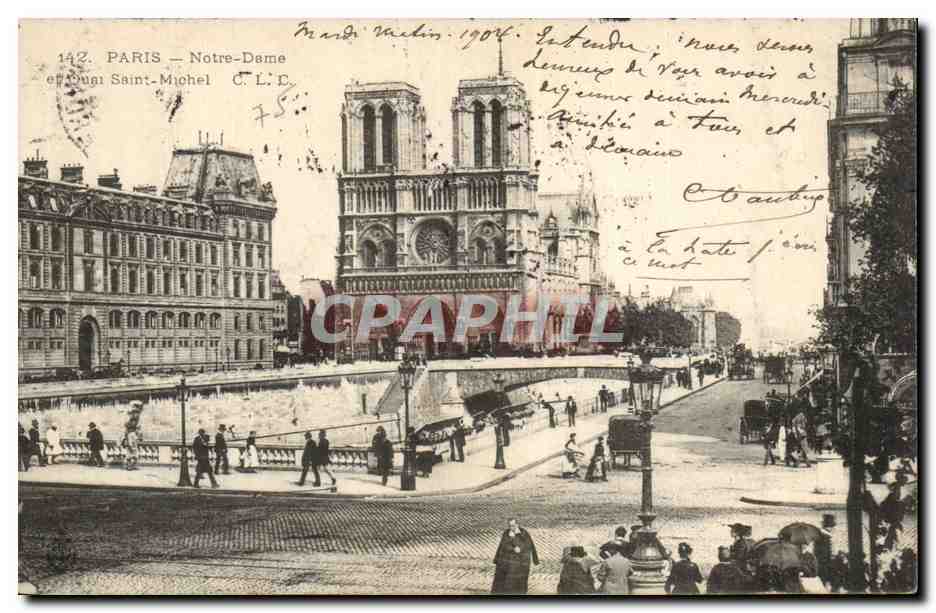 CPA Paris Notre Dame et quai Saint Michel