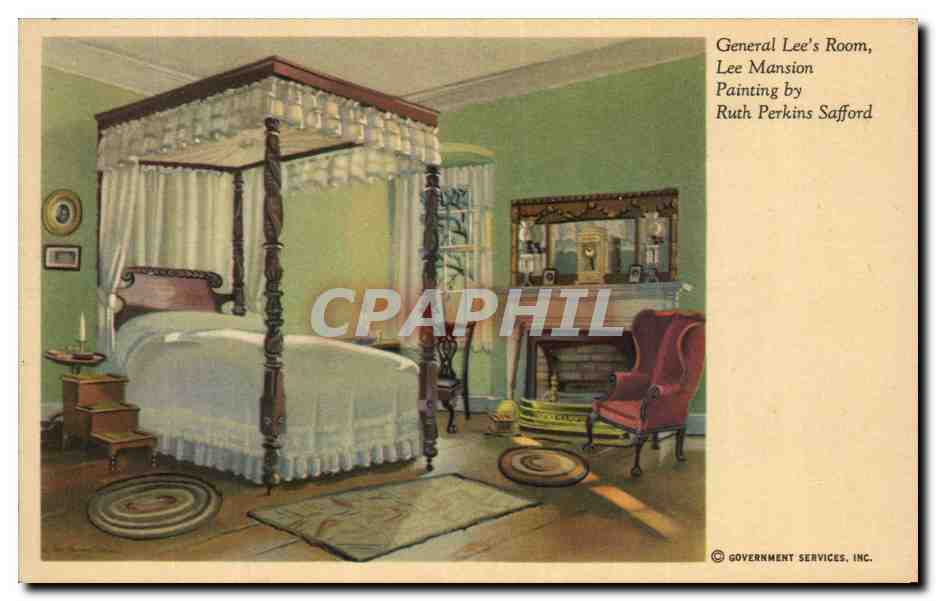 Chambre du Général Lee — Lee Mansion — Painting by Ruth Perkins Safford — Government Services, Inc.
