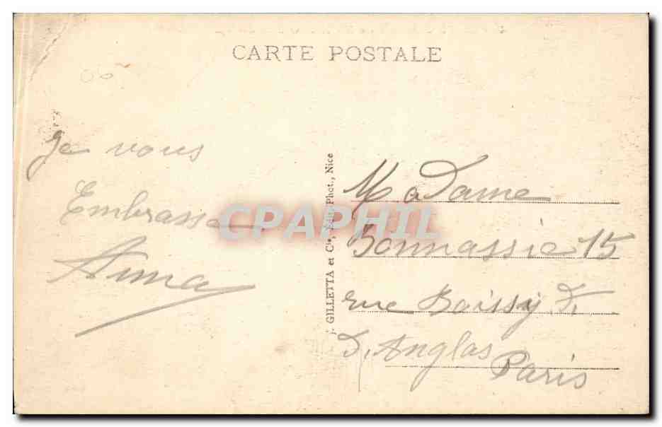 CPA Cote d'azur de Monaco a San Remo Menton  — Rückseite