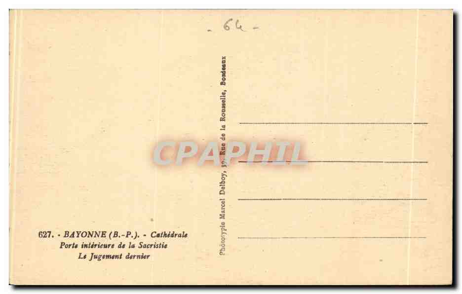 CPA Bayonne Cathedrale Porte interieure de la Sacristie Le jugement dernier — Rückseite