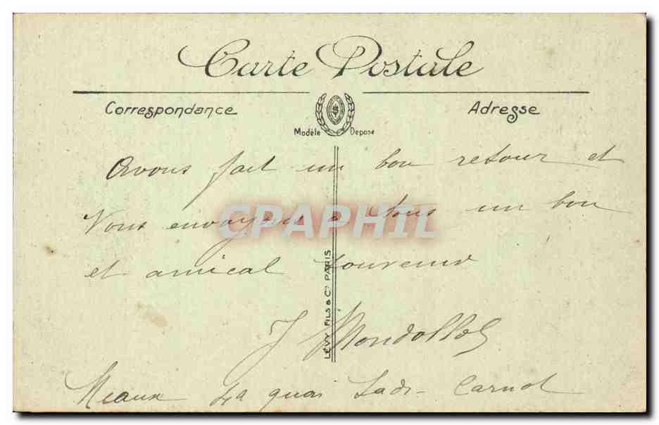 Meaux — La Catedral, iniciada en el siglo XIII, continuada en los siglos XIV, XV y XVI — La Torre Norte, 70 m de altura — LL — Reverso