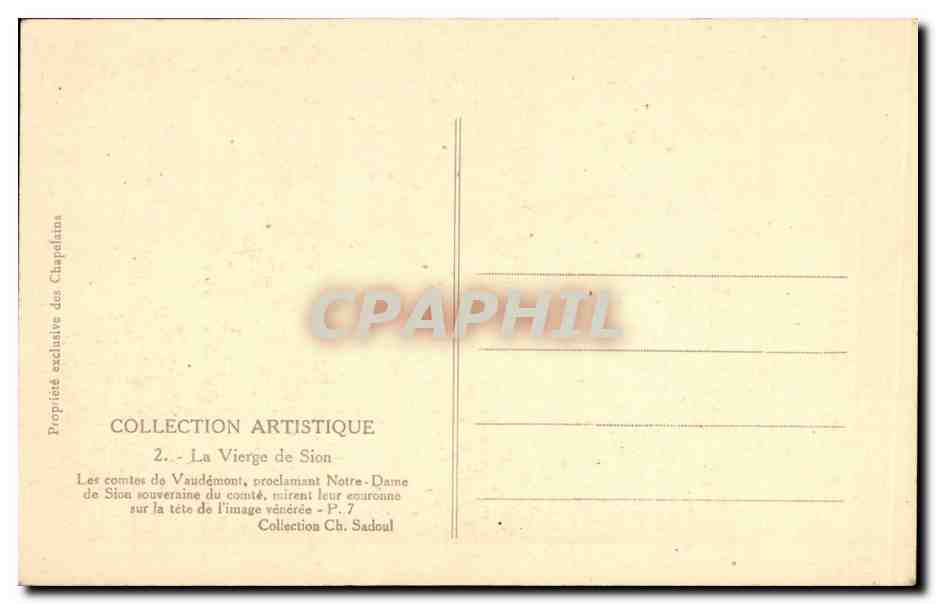 CPA La vierge de Sion  — Rückseite