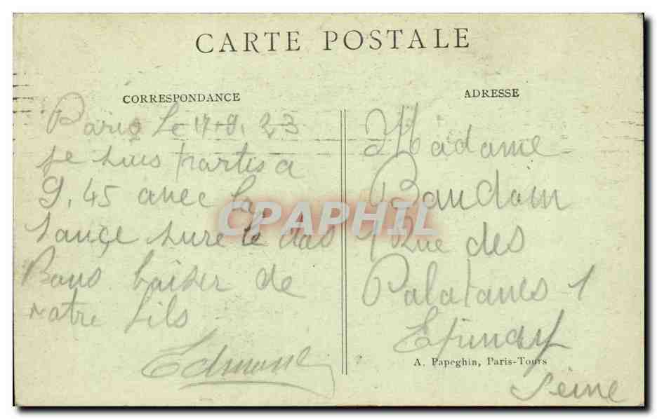 Paris CPA Place de a Bastille et colonne de Juillet — Rückseite