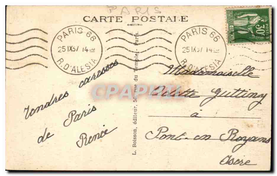Paris CPA Opera — Rückseite
