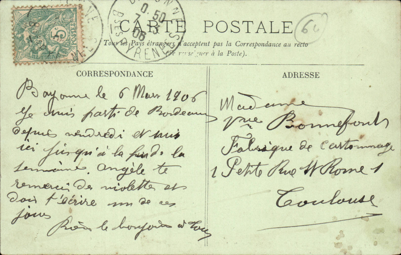 Bayonne — Le Pont Saint-Esprit, la Porte de France et la Cathédrale — LL. — Verso