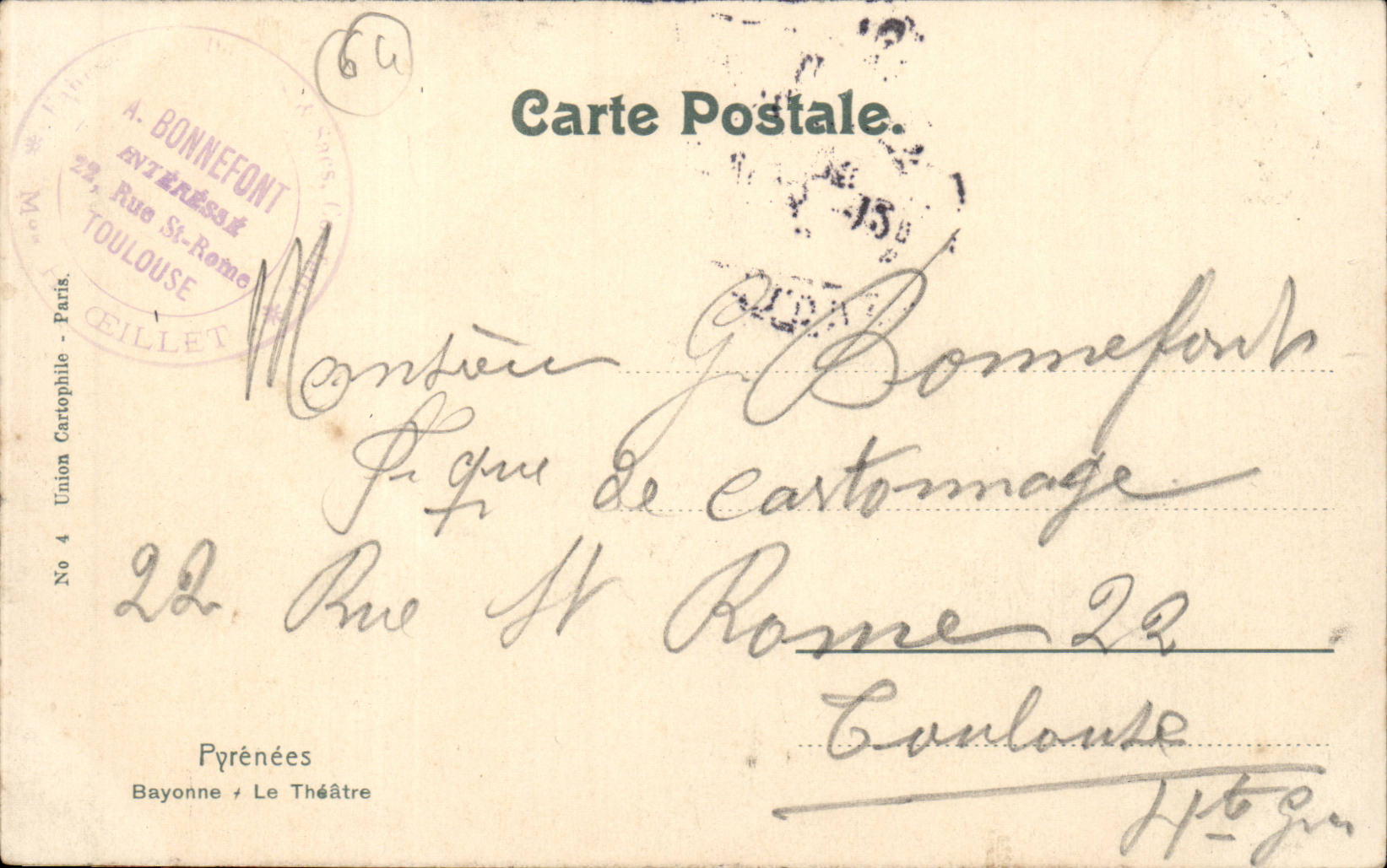 Bayonne - Le Théâtre — Pyrénées — Rückseite