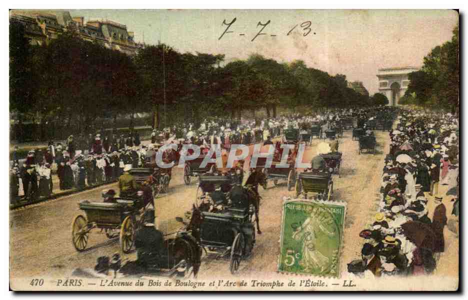 Paris CPA Avenue du Bois de Boulogne et Arc de triomphe de l'etoile