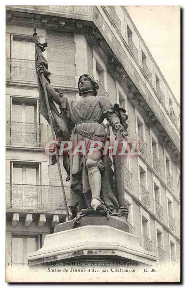 Paris CPA Boulevard St marcel Statue de Jeanne d'arc par Chatrousse