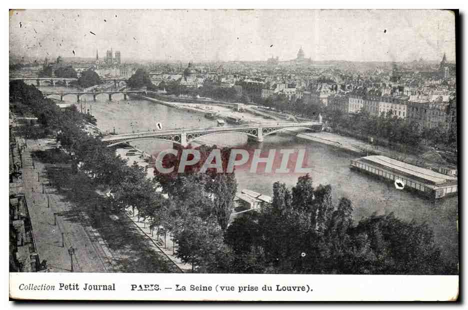 Paris CPA La Seine Vue prise du Louvre