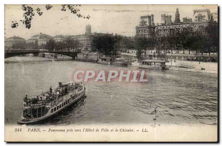 Paris CPA Panorama pris de l'hotel de ville et le Chatelet
