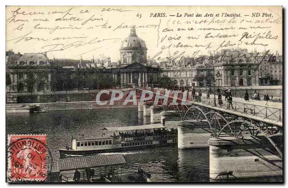 Paris CPA Le pont des Arts et l'institut