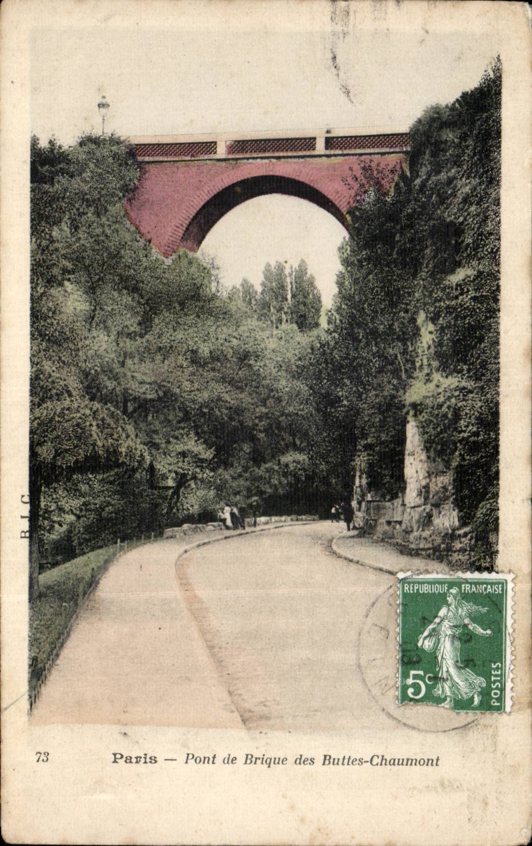 Paris CPA Pont de brique des Buttes Chaumont