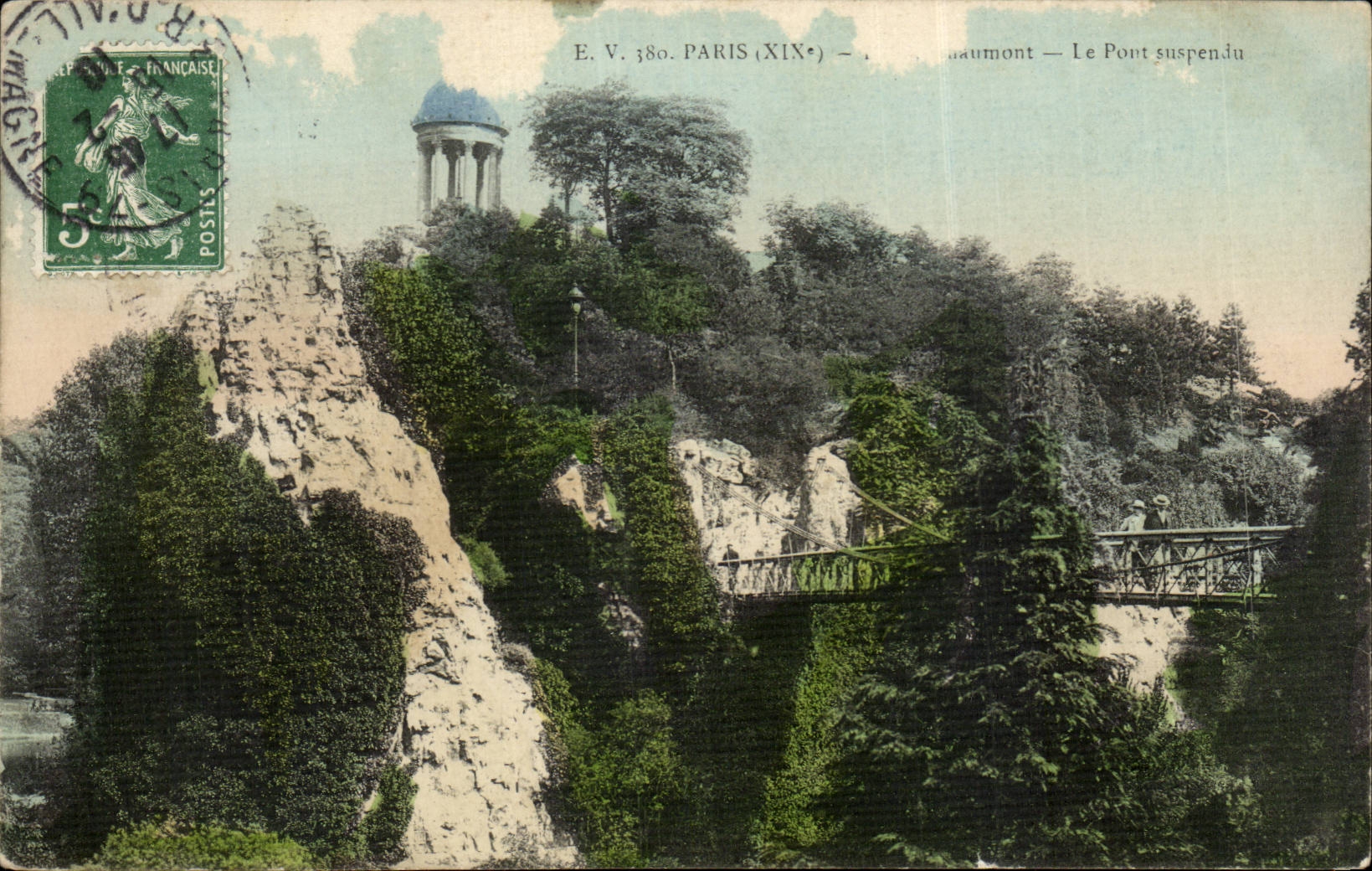 Paris CPA Buttes Chaumont le pont suspendu
