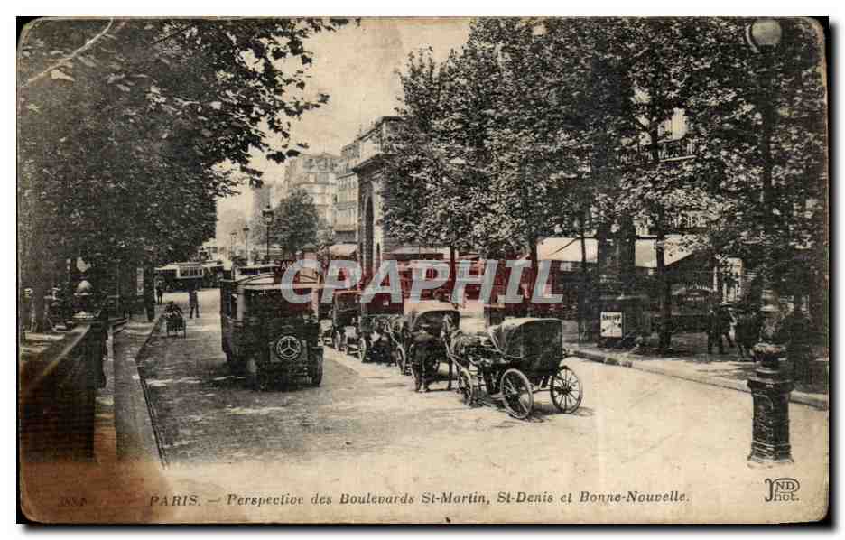 Paris CPA Perspective des boulevards St martin St Denis et Bonne Nouvelle