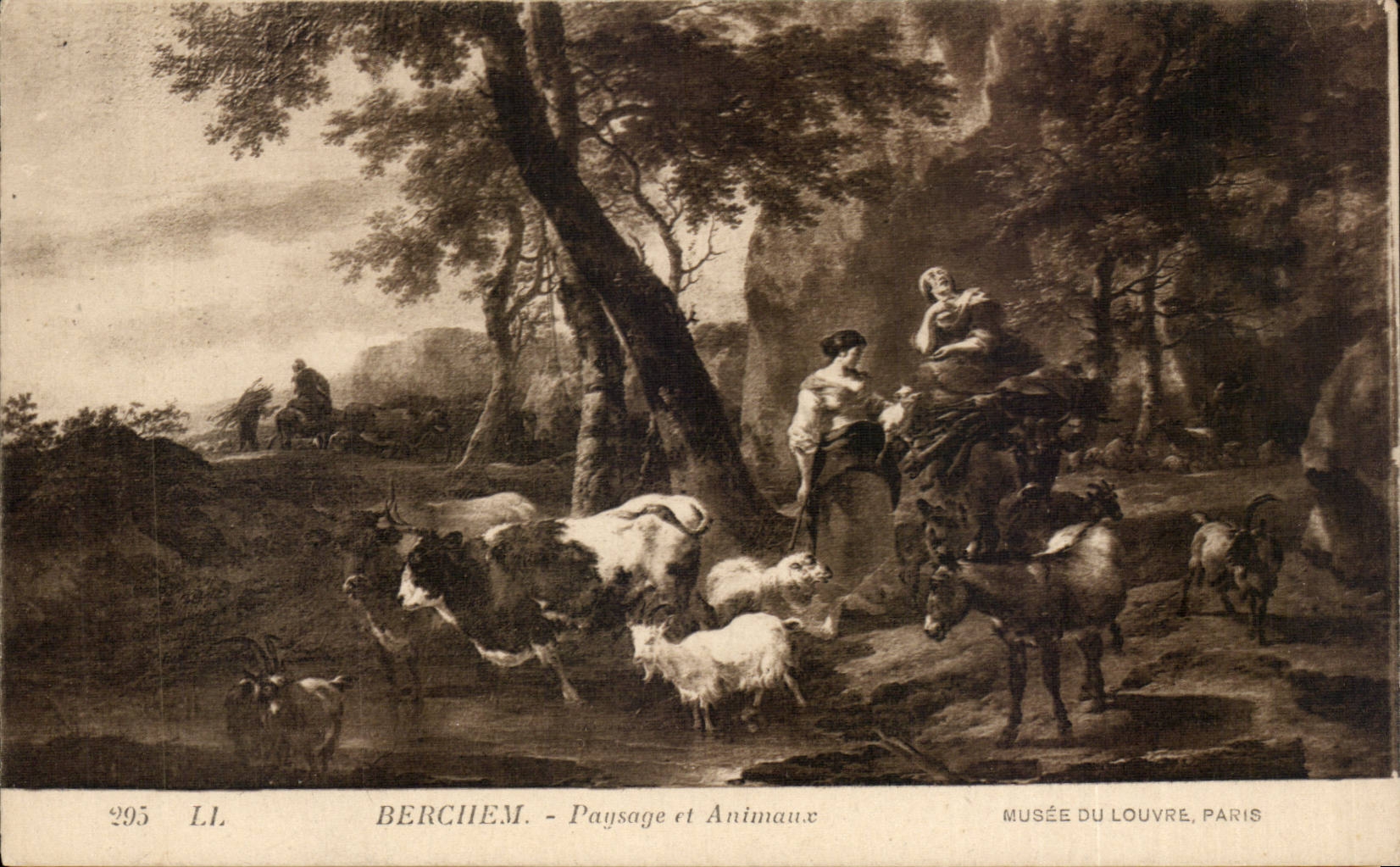 CPA Berchem Paysage et animaux Ane donkey goat chevre