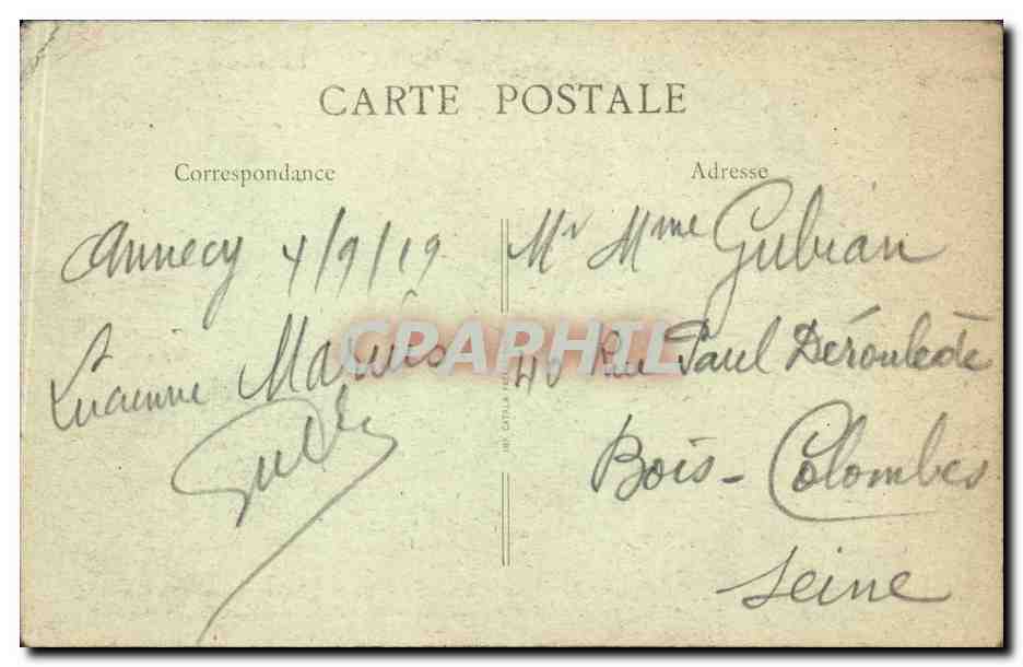 CPA Lac d'Annecy Duingt la montagne d'Entrevernes le Charbon et l'arcalod — Rückseite