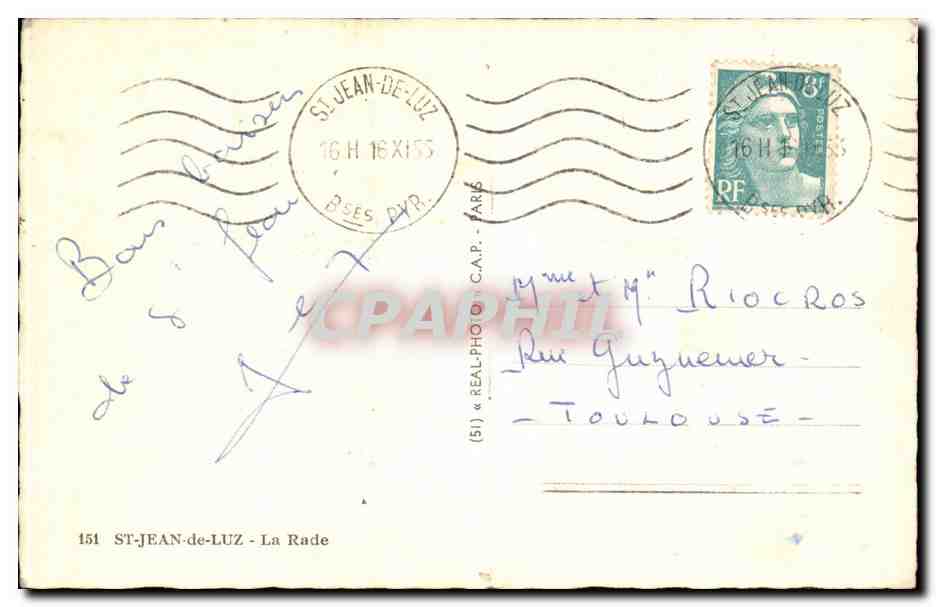 Cap de la Rade — Saint-Jean-de-Luz — publisher Cap, no. 151 — Back