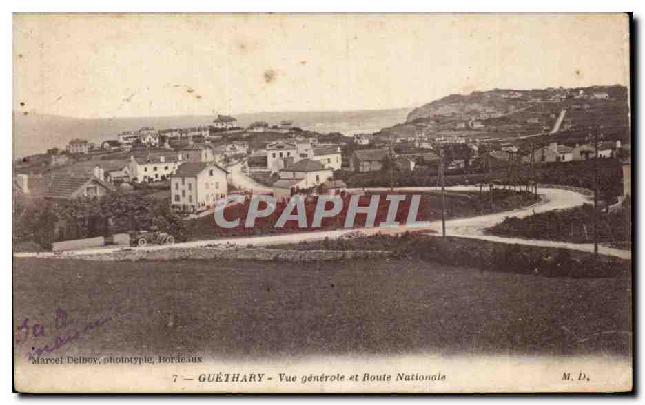 CPA Guethary Vue generale et route nationale