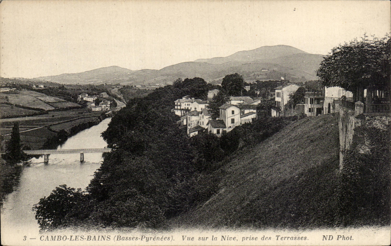 Cambo-les-Bains (Basses-Pyrénées) — Vue sur la Nive, prise des Terrasses — ND Phot.