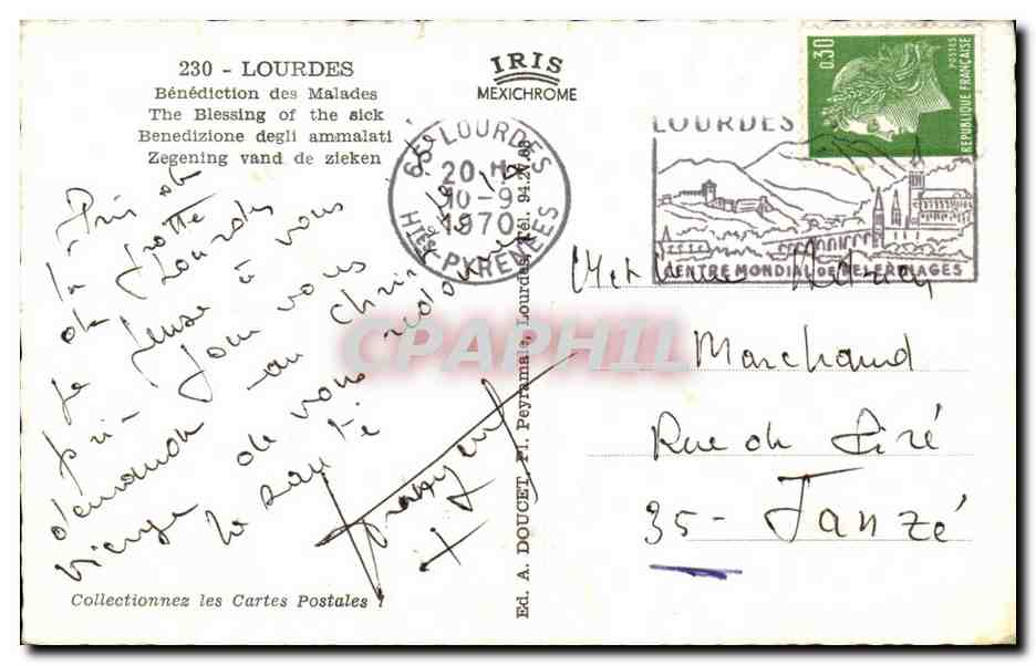 CPSM Lourdes Benediction des malades — Verso