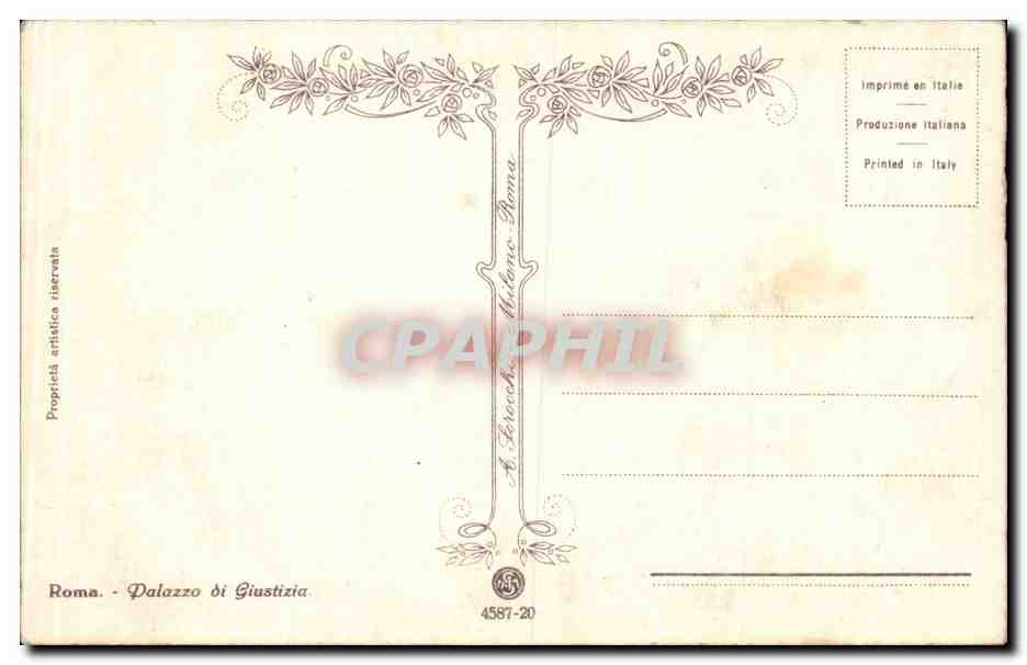 CPA Italie Italie Roma Palazzo di Giustizia — Rückseite
