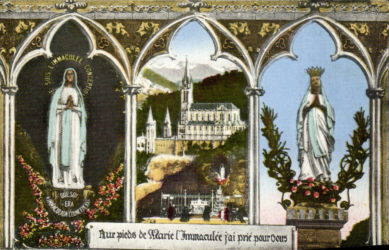 CPA Lourdes Aux pieds de marie l'immaculee j'ai prie pour vous