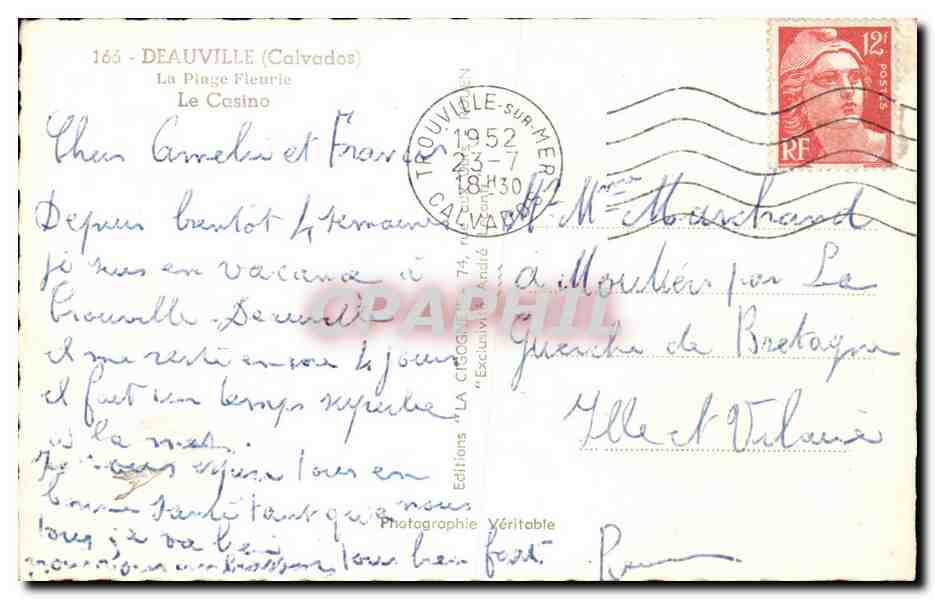 Deauville (Calvados) — La Plage Fleurie, Le Casino — Éditions Véritable — Reverso