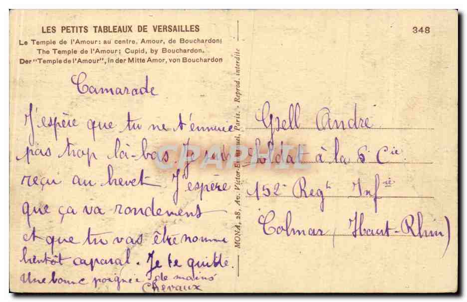 CPA Versailles Le temple de l'amour  — Verso