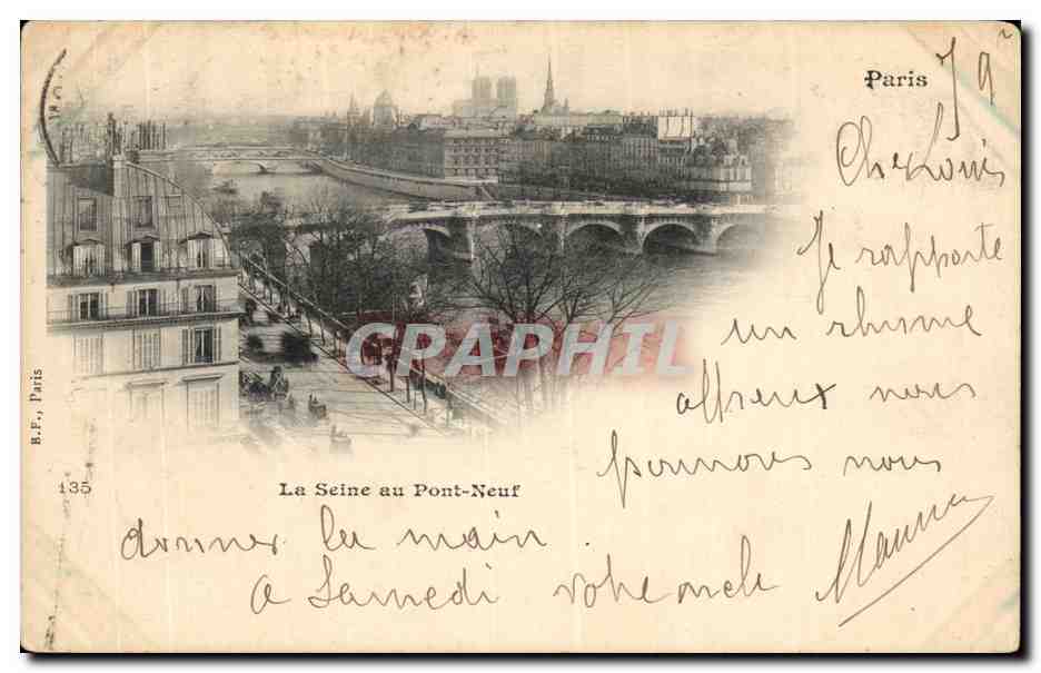 Paris CPA La Seine au pont neuf