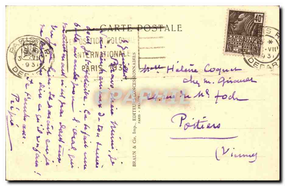 Paris CPA Exposition coloniale internationale 1931 Temple d'angkor Vat Escalier principal — Verso